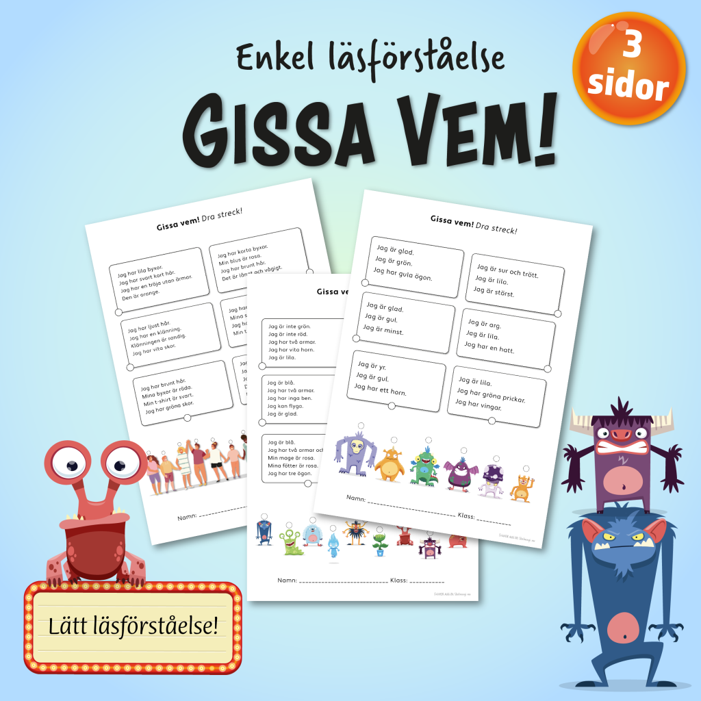 Gissa vem – enkel läsförståelse