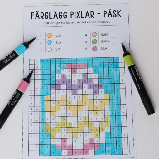 Påskpyssel: färglägg pixelbilder