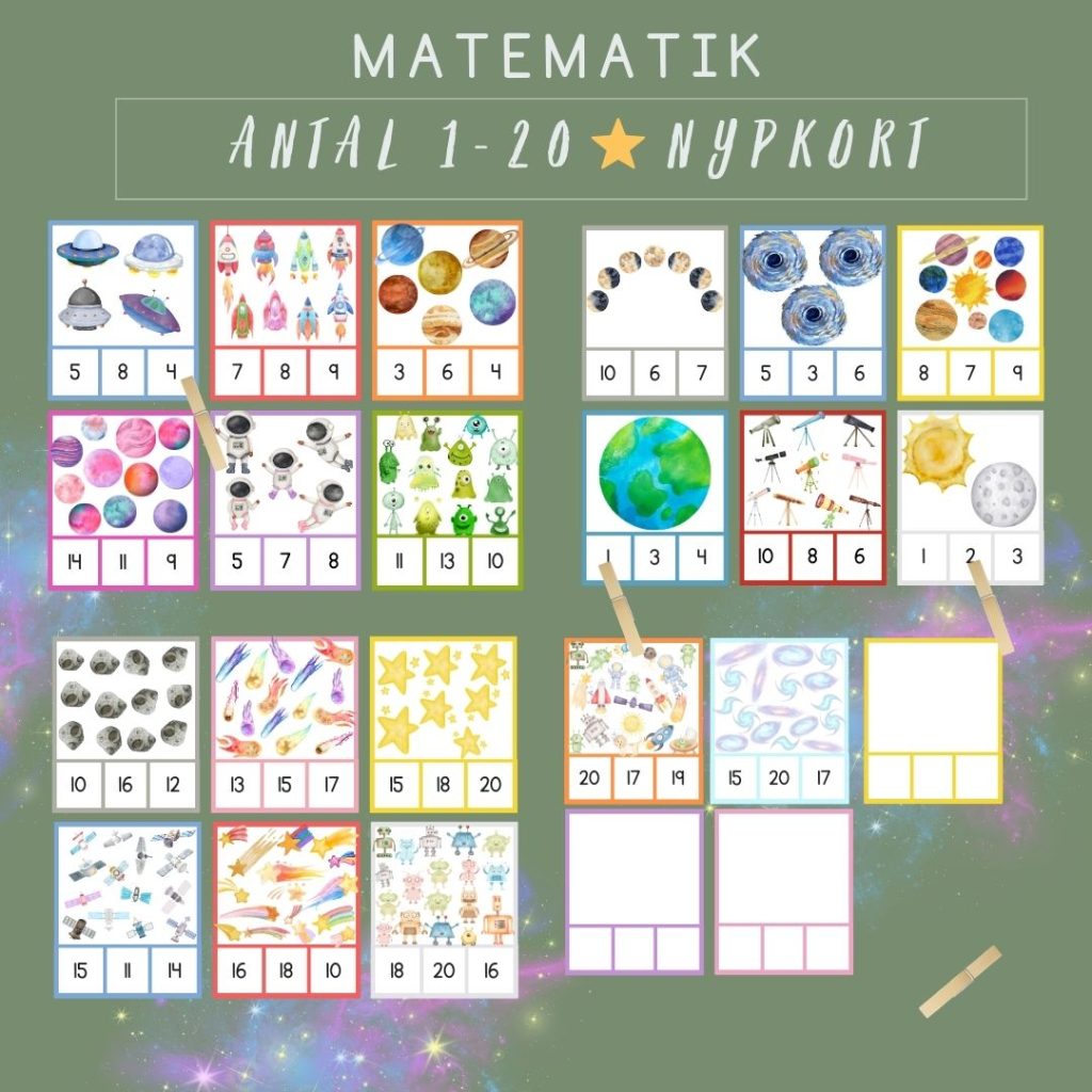 Rymden nypkort antal 1-20