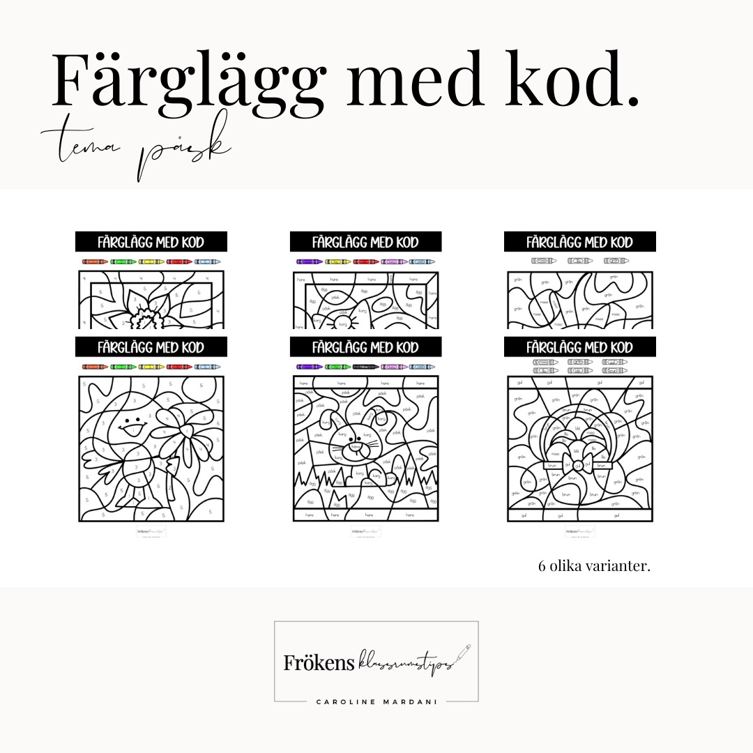 Färglägg med kod - påsk