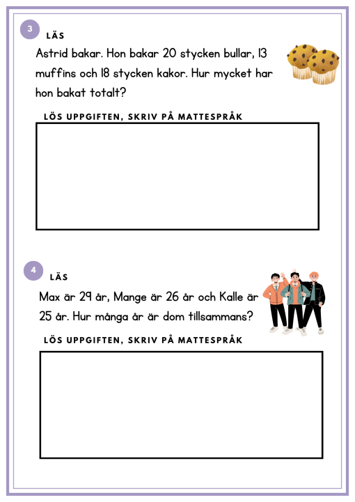 Häfte - räknehändelser / problemlösning +- 0-100