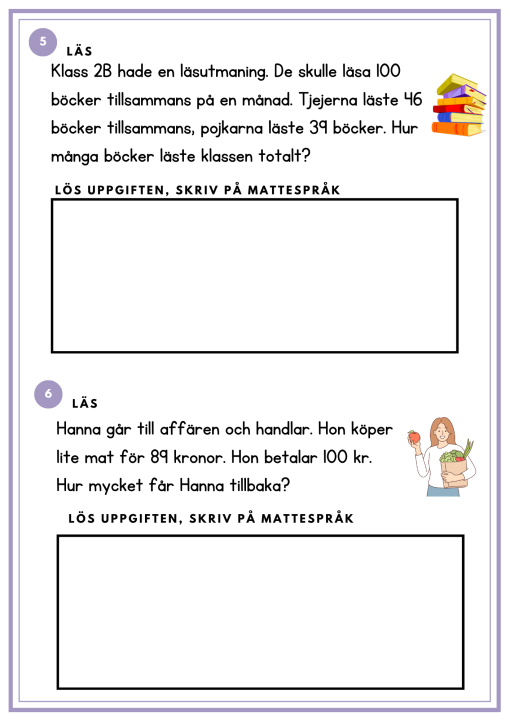 Häfte - räknehändelser / problemlösning +- 0-100