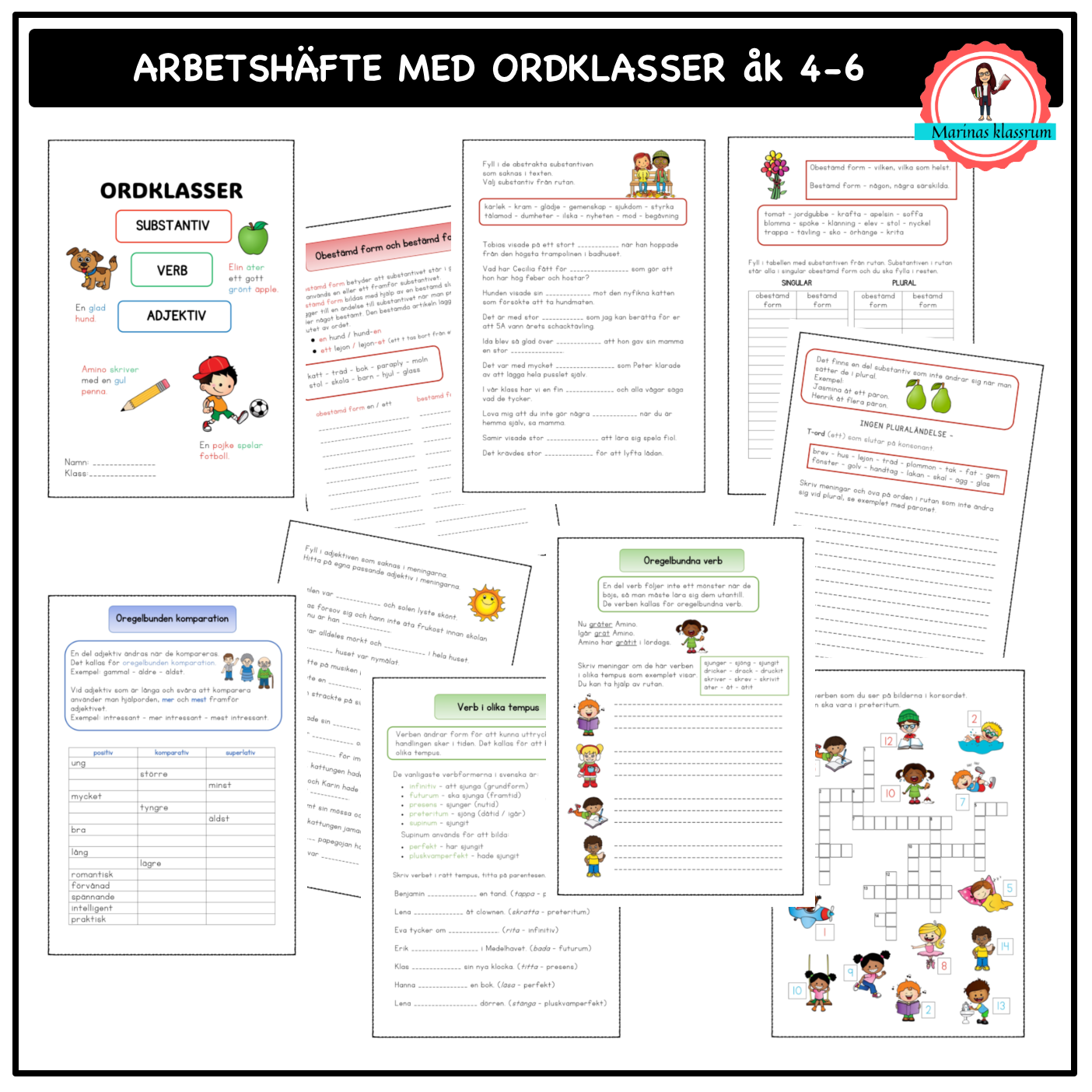 Arbetshäfte med ordklasser åk 4-6