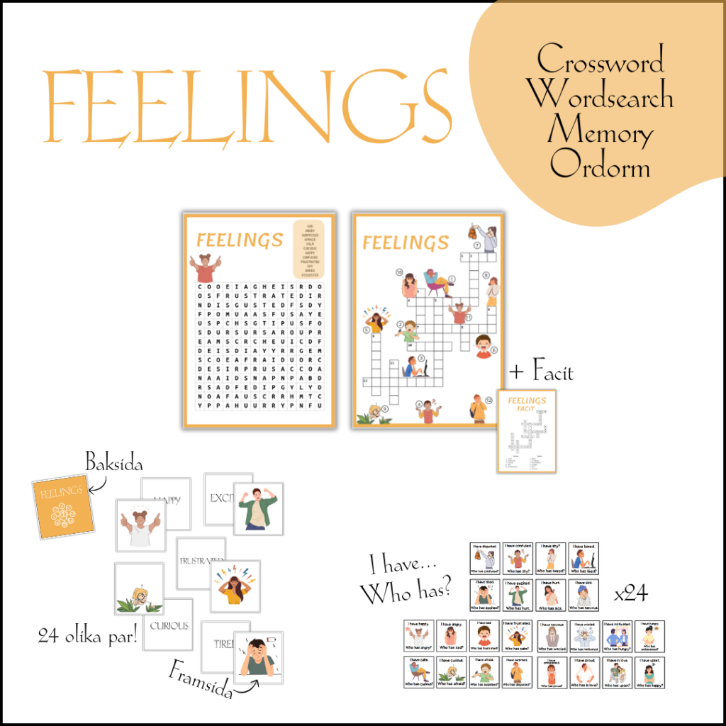 Feelings (Memory, crossword, wordsearch and ordorm)