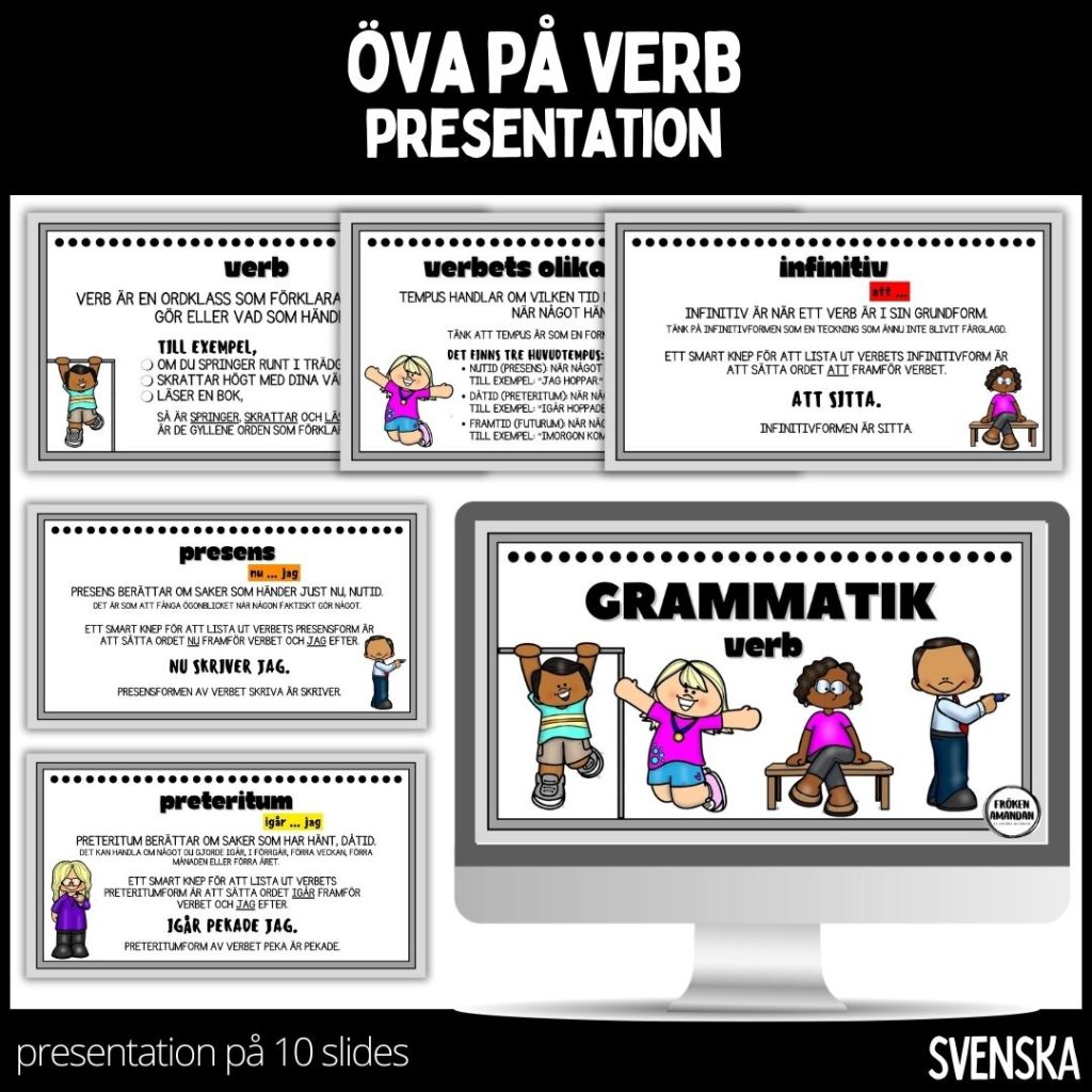 Öva på verb – grammatik – 10 slides