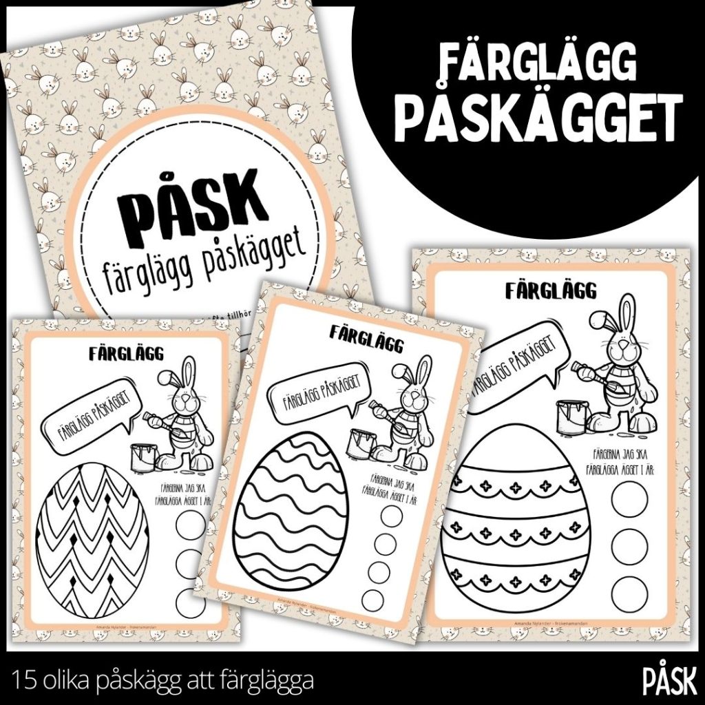Färglägg påskägget – påsktema – 15 färgläggningssidor