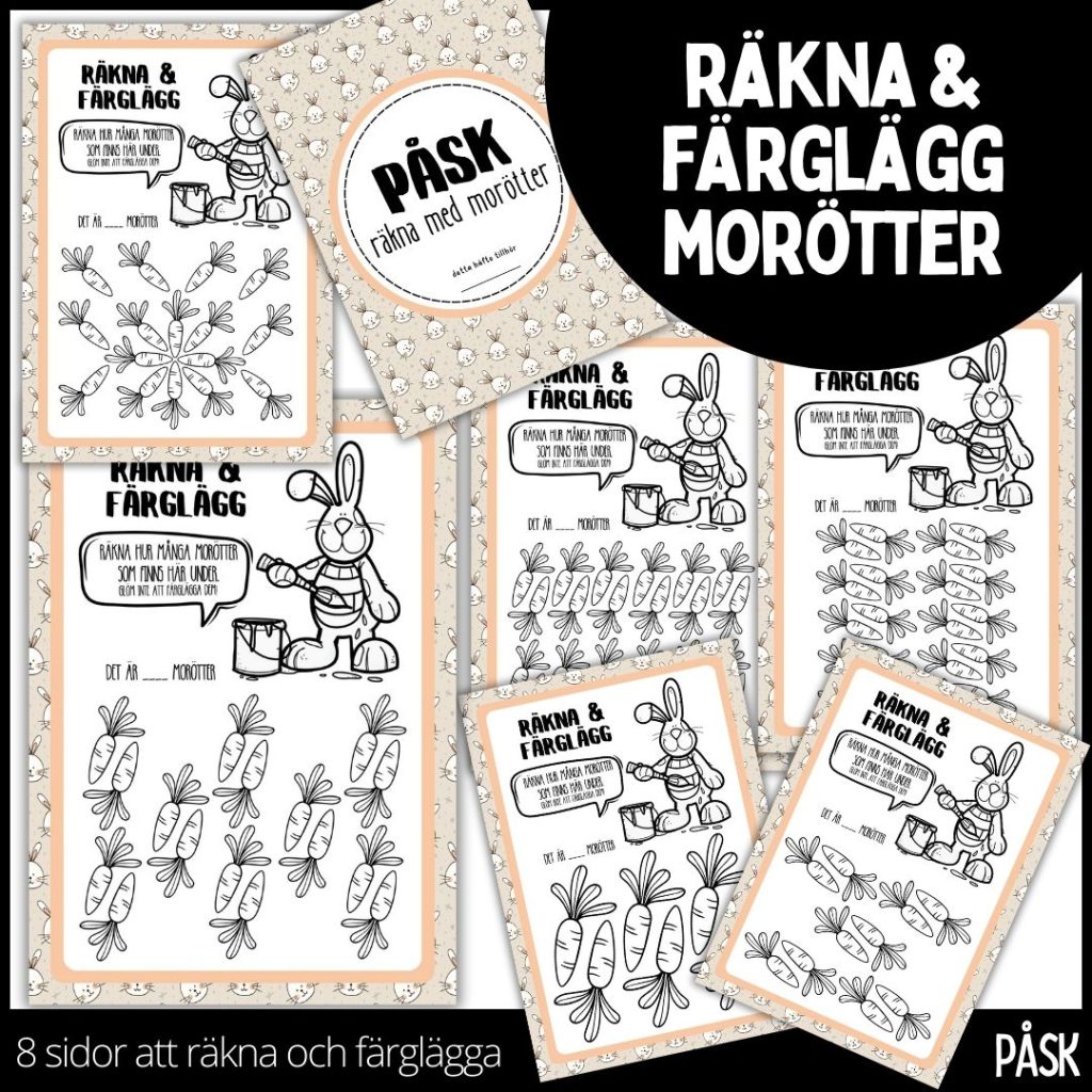 Räkna och färglägg – räkna med morötter – Påsk