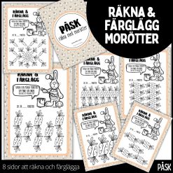 Räkna och färglägg - räkna med morötter - Påsk