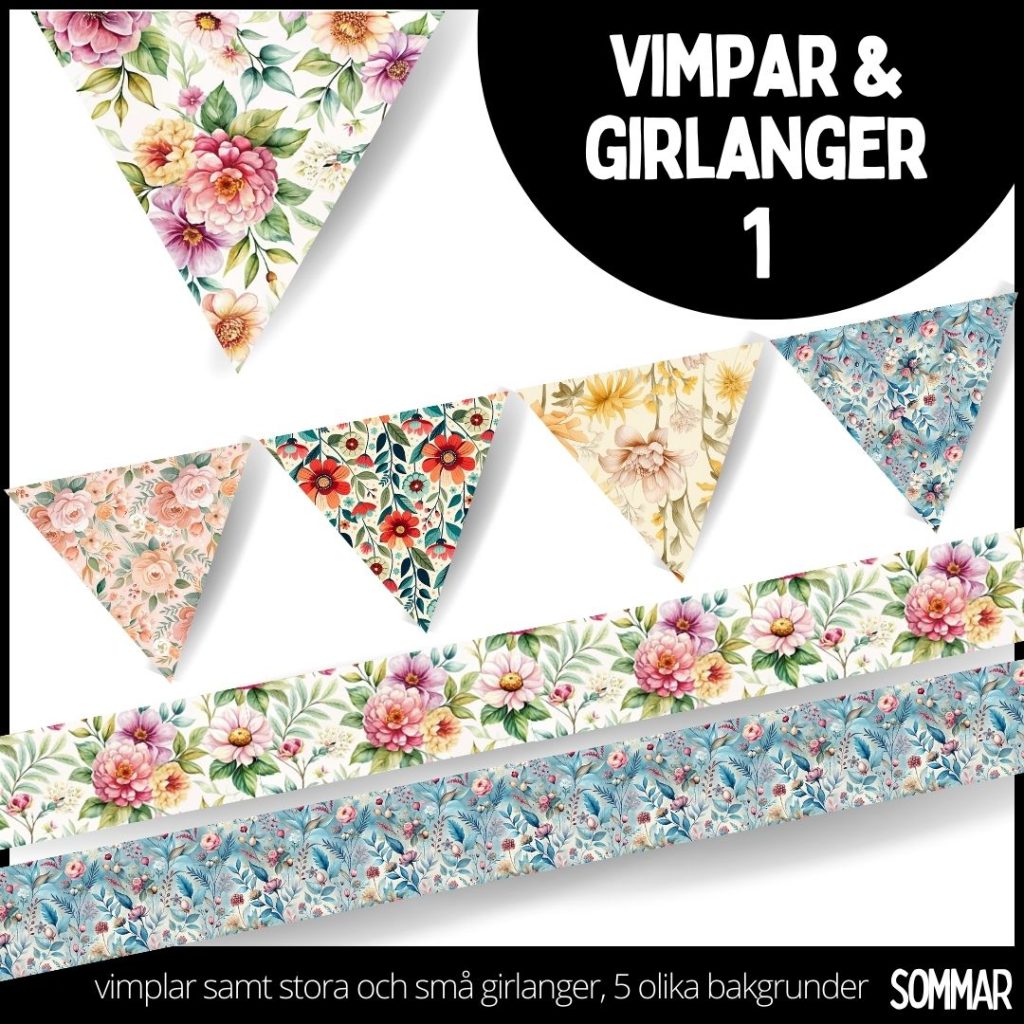 Vimplar & girlanger – sommar 1 – 5 olika mönster