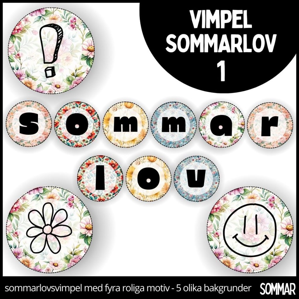 Vimpel sommarlov – sommar 1 – 5 olika mönster