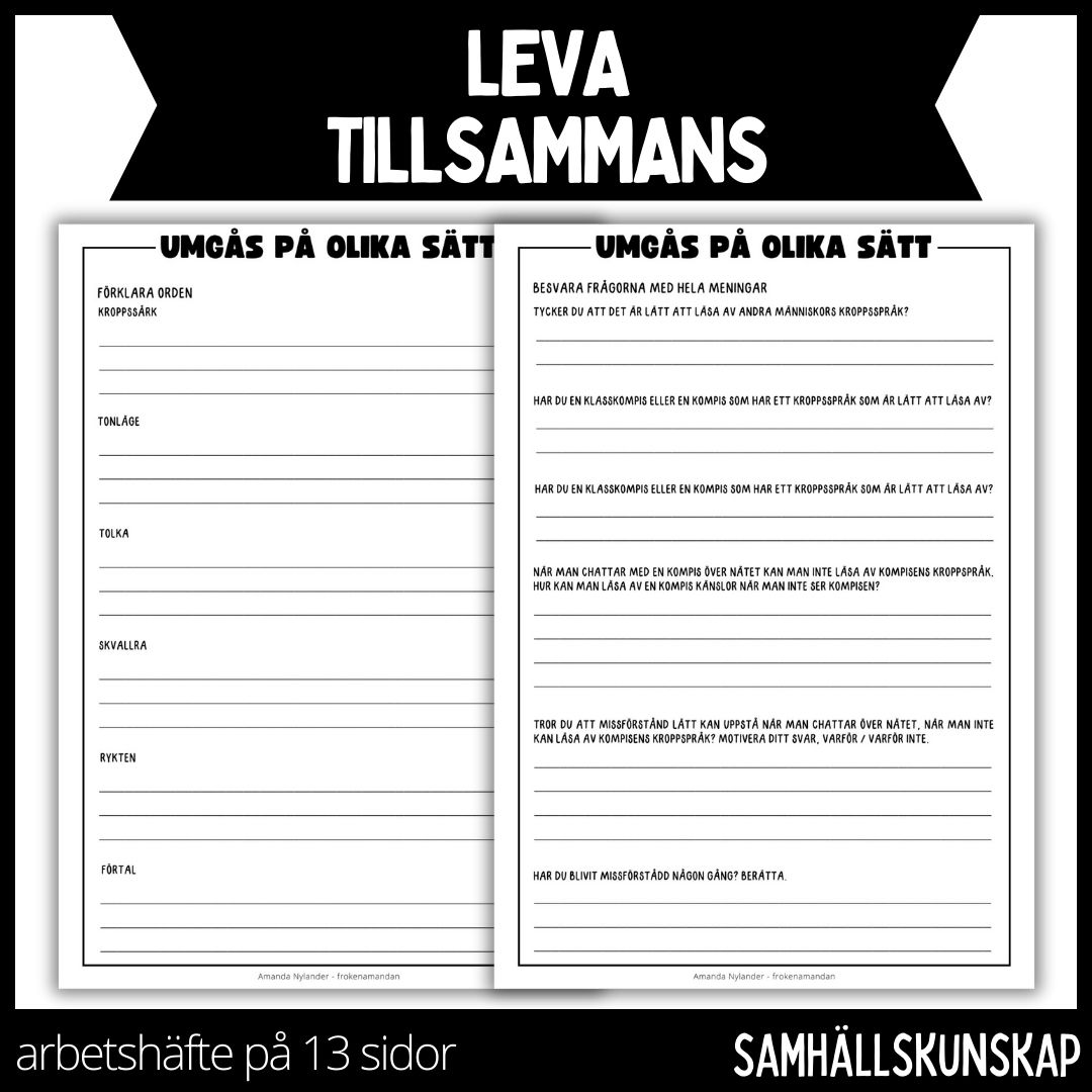 Leva tillsammans - arbetshäfte - 13 sidor
