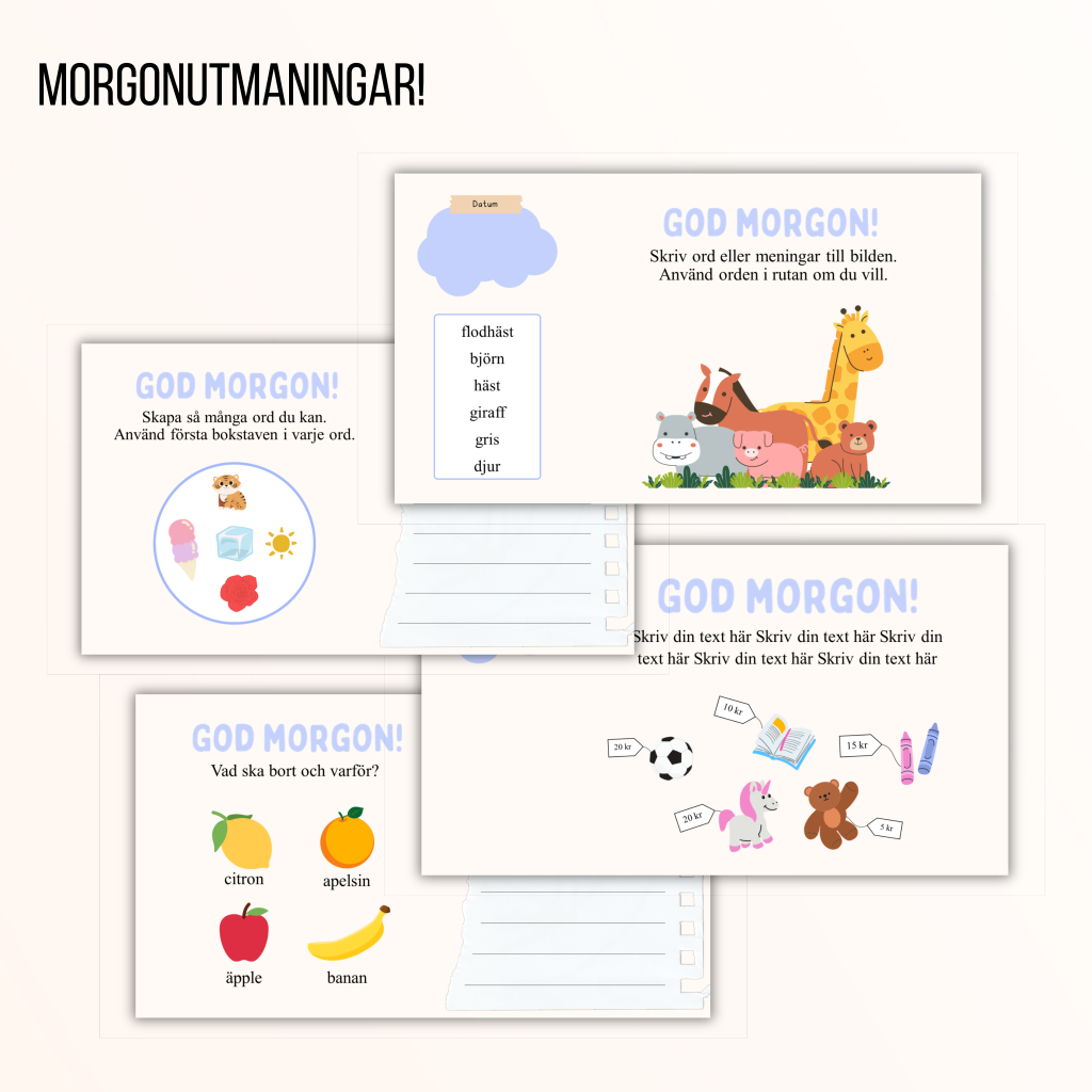 Morgonutmaningar – 35 redigerbara mallar