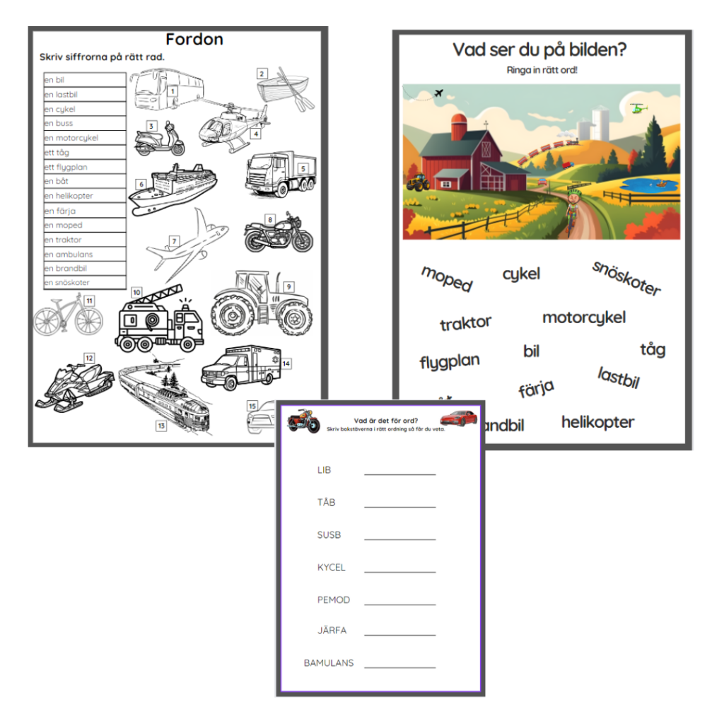 Ordbank. Fordon