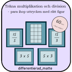 Träna multiplikation och division - para ihop rätt uttryck med figur