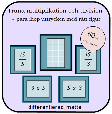 Träna multiplikation och division – para ihop rätt uttryck med figur