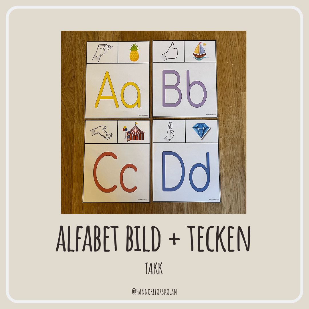 TAKK alfabet bild + tecken färgstark