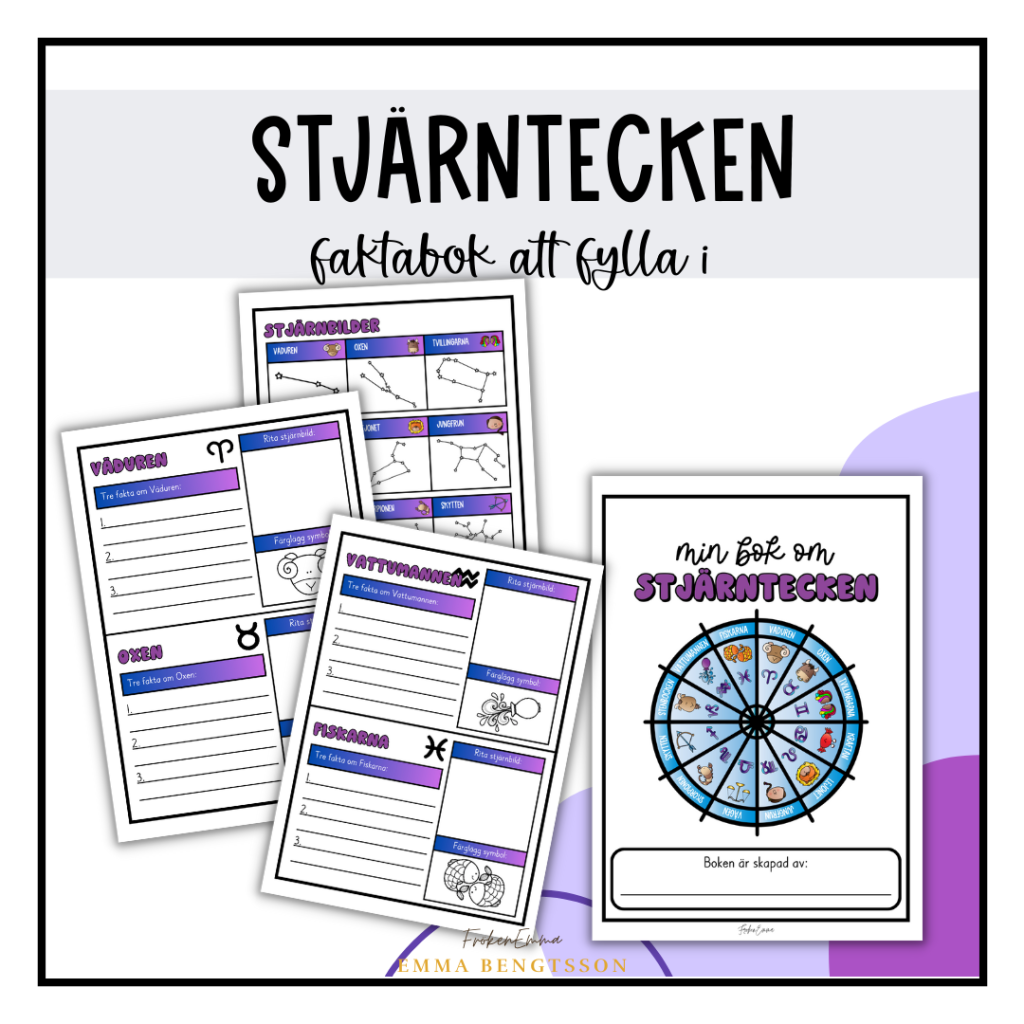 Stjärntecken: faktabok att fylla i