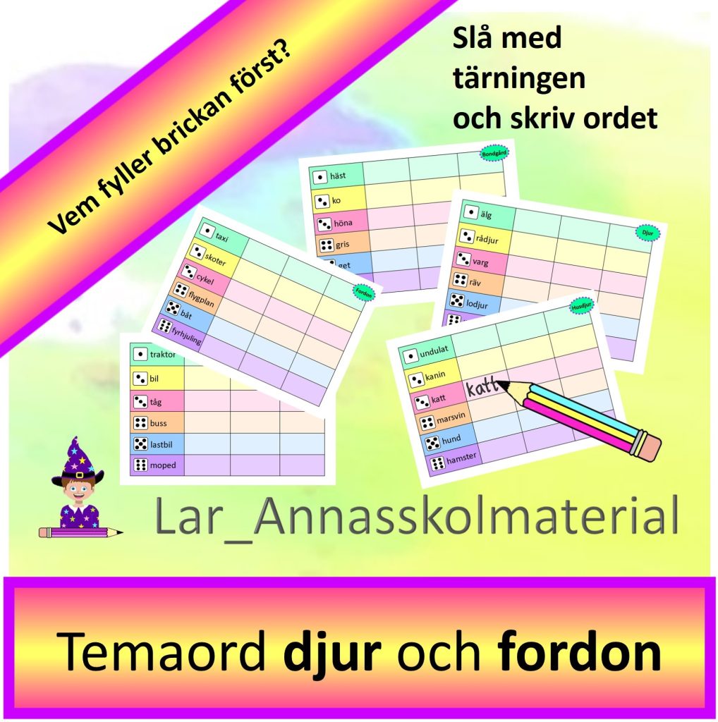 Tärningsspel djur och fordon