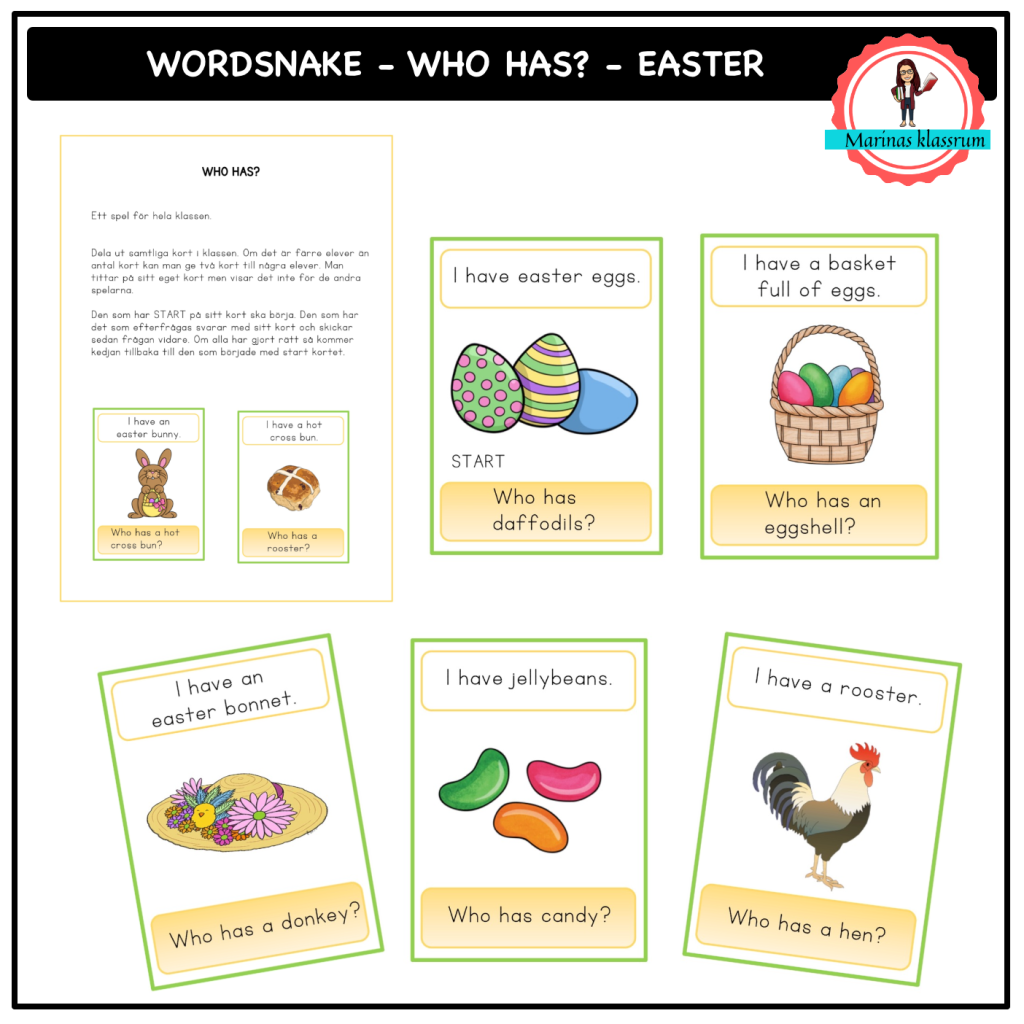 Wordsnake – Who has? – Easter