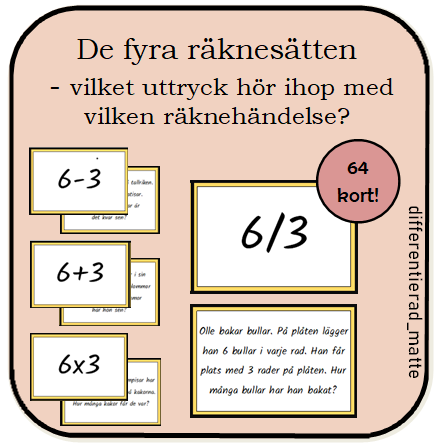 De fyra räknesätten - para ihop uttryck med rätt räknehändelse