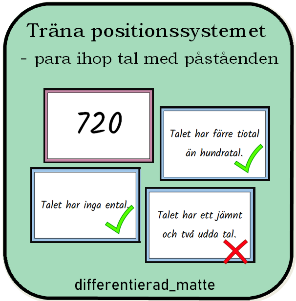 Träna positionssystemet - para ihop påstående med tal