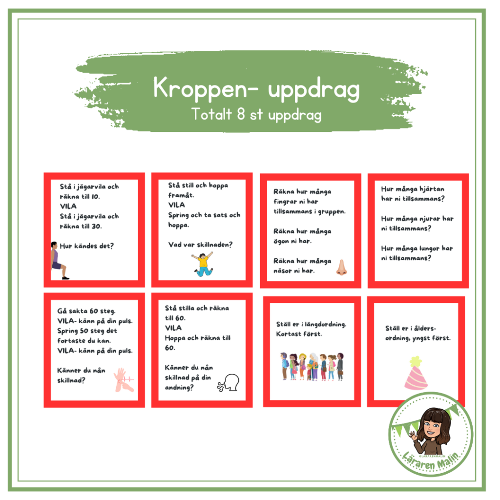 Kroppen- 8 olika uppdrag att utföra i grupp