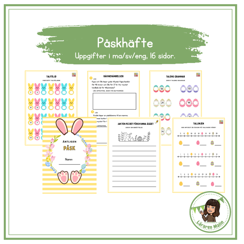 Påskhäfte (blandade uppgifter i ma/sv/eng)