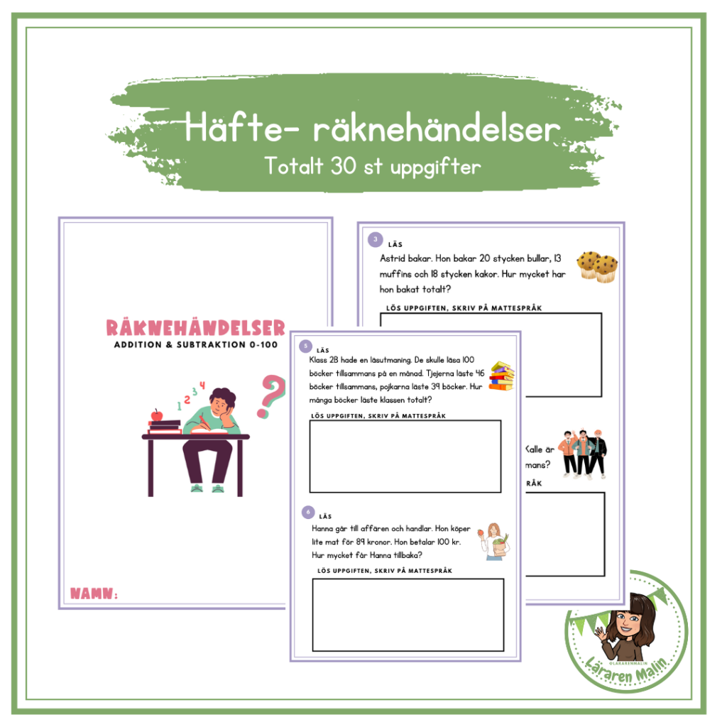 Häfte – räknehändelser / problemlösning +- 0-100