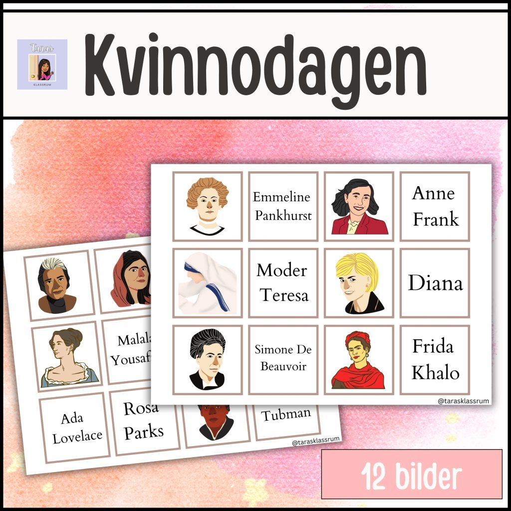 Internationella kvinnodagen 8 mars (Spela memory)