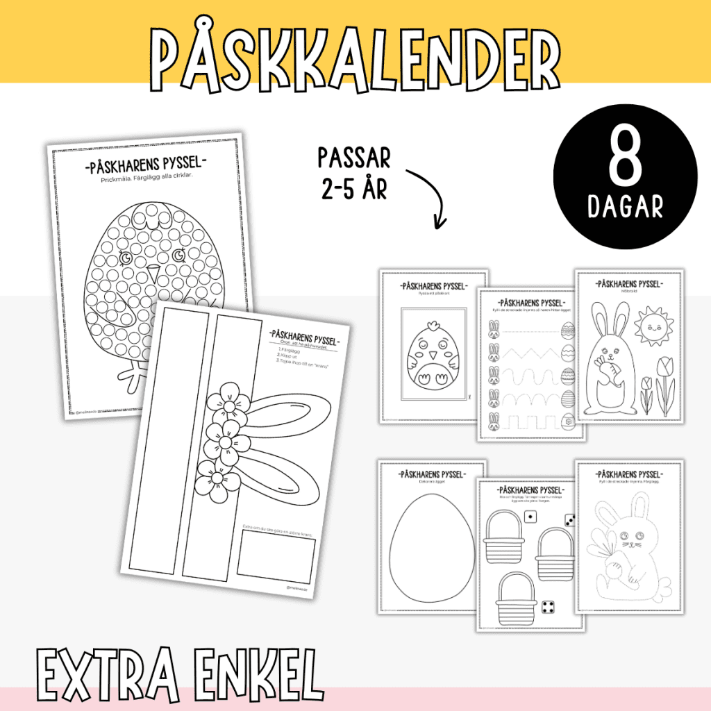 Påskharens pyssel- 8 dagar med pyssel och kluringar (extra enkel)