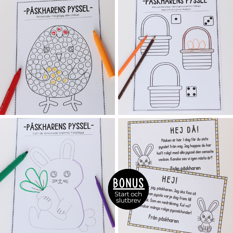 Påskharens pyssel- 8 dagar med pyssel och kluringar (extra enkel)
