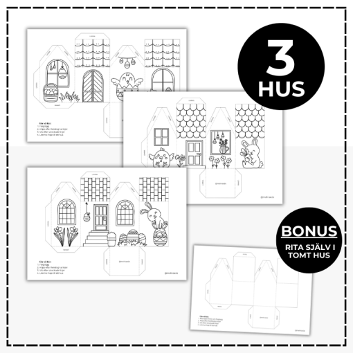 Påskpyssel- färglägg och gör hus i 3D