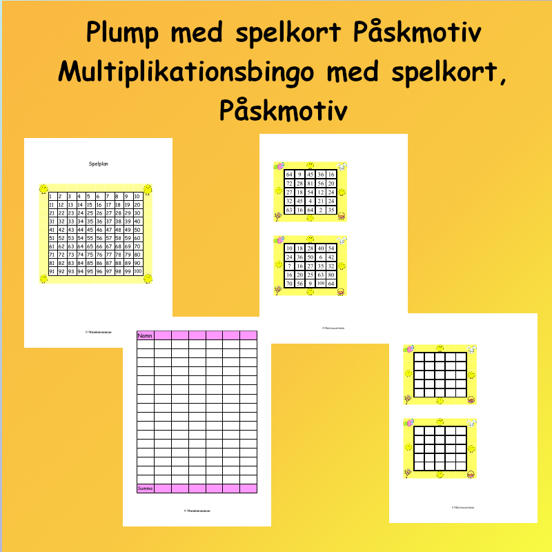 Påsk Plump och Multiplikationsbingo