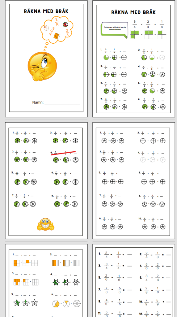 Subtraktion av bråk