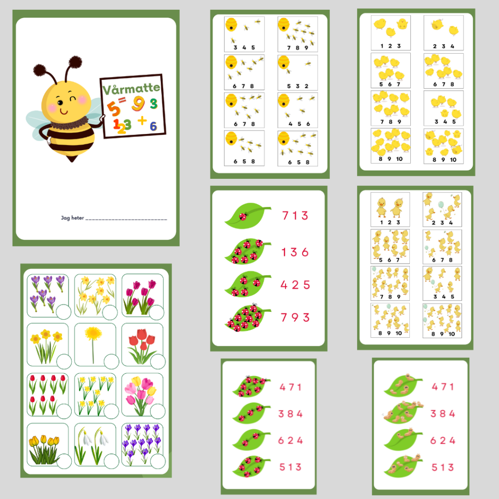 Vårmatte. Räkna till 10