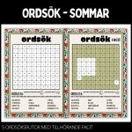 Ordgömmor – enkel – 5 st med facit – sommar – 1 - bild 2