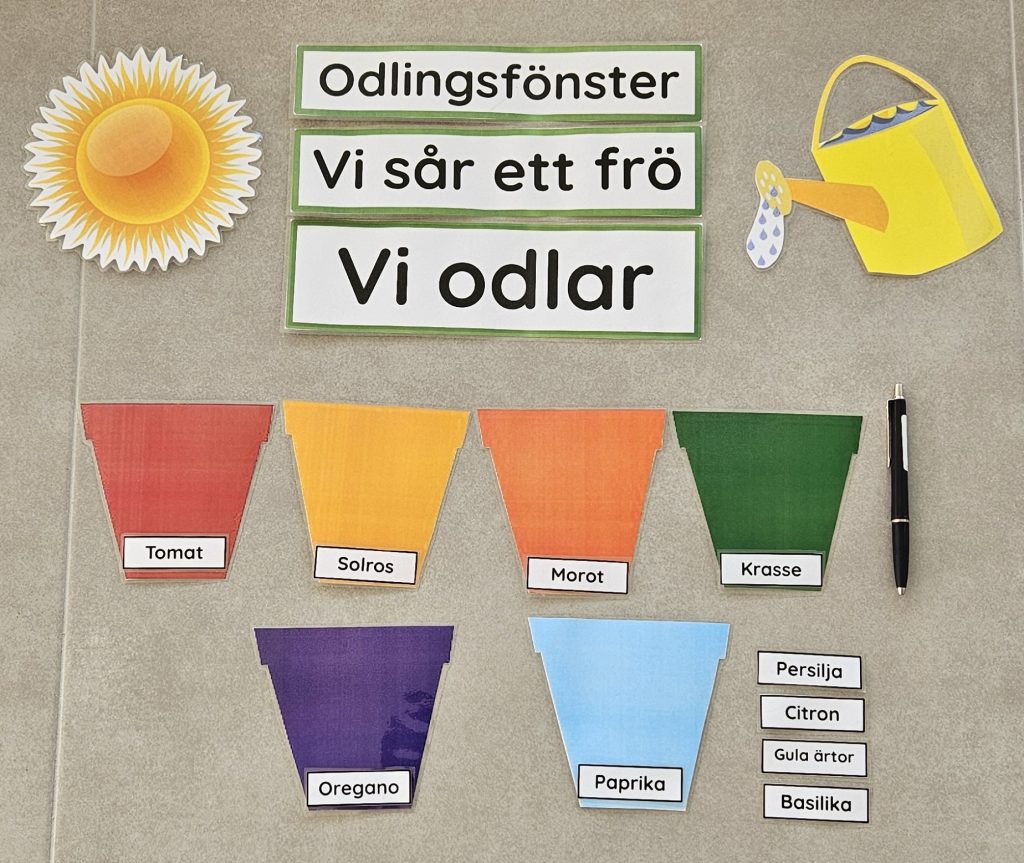 Vi odlar i krukor – fönsterdekoration