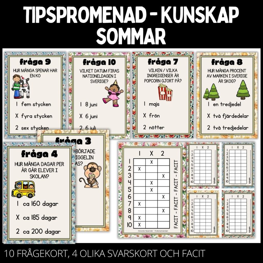 Tipspromenad – 10 st frågor – sommar – 2