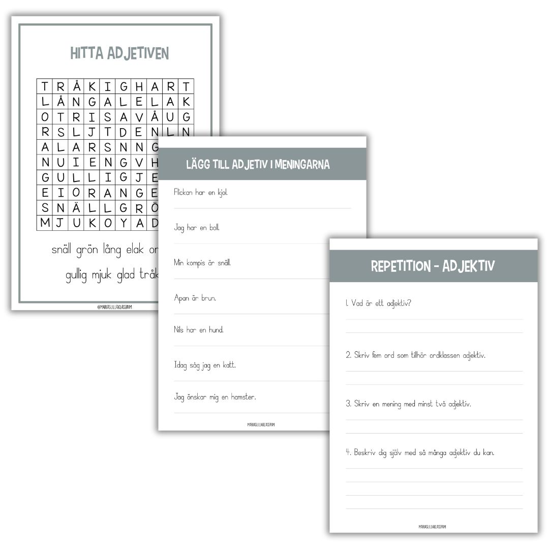 Adjektiv - Arbetshäfte