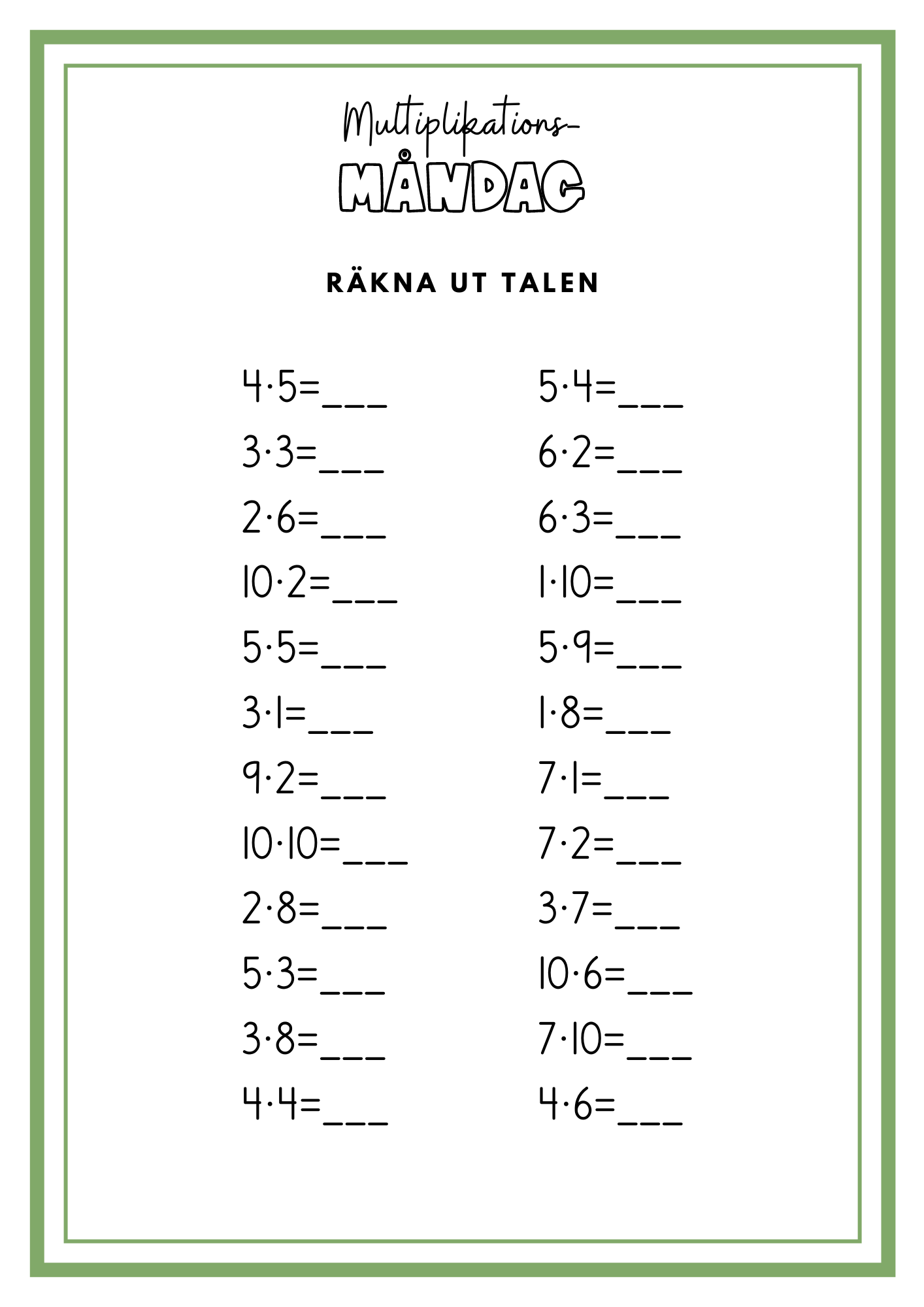 Morgonuppgifter maj (åk 2-3)