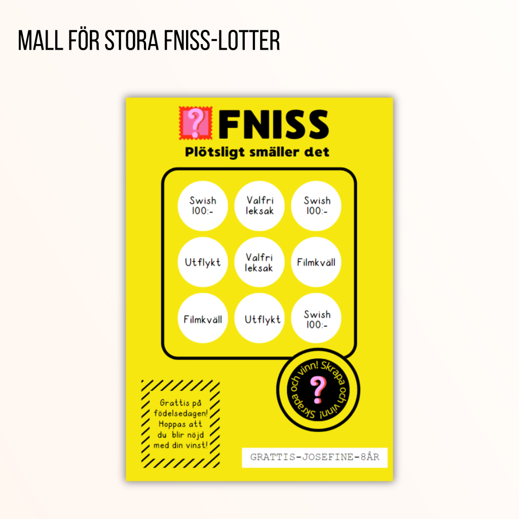 Mallar för stora Fniss-lotter