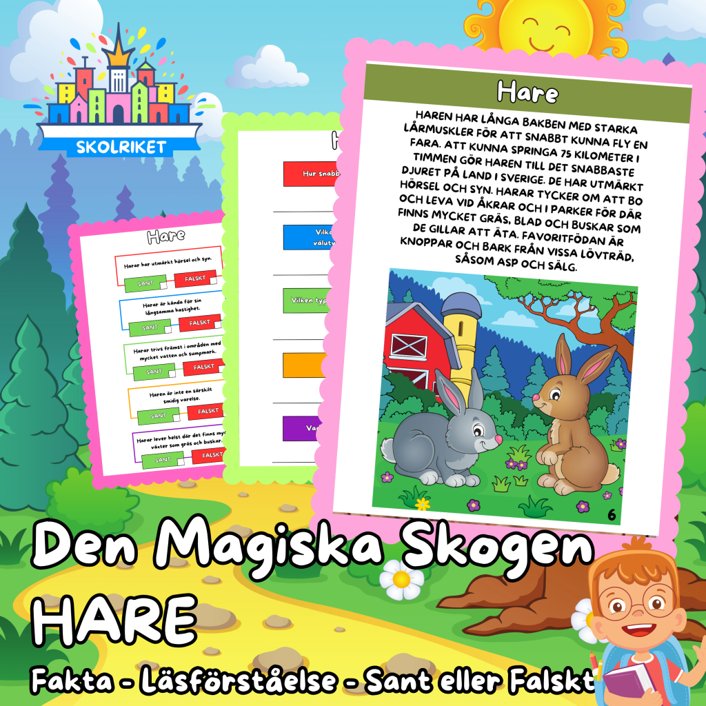 Den magiska skogen – HARE – Fakta – Läsförståelse – Sant eller Falskt