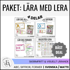 Paket: Leklera (bokstäver, siffror, former & bildstöd)