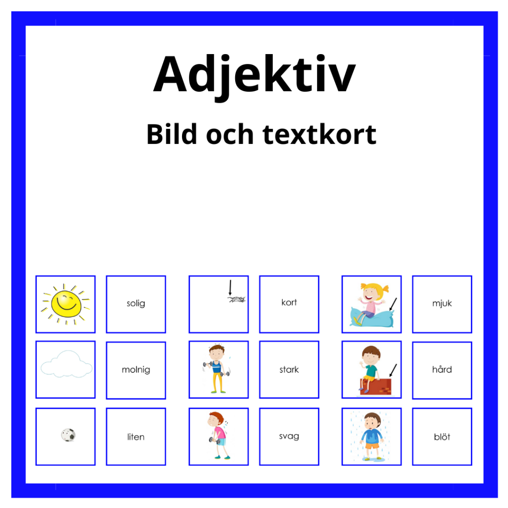 Adjektivkort – bildkort och textkort