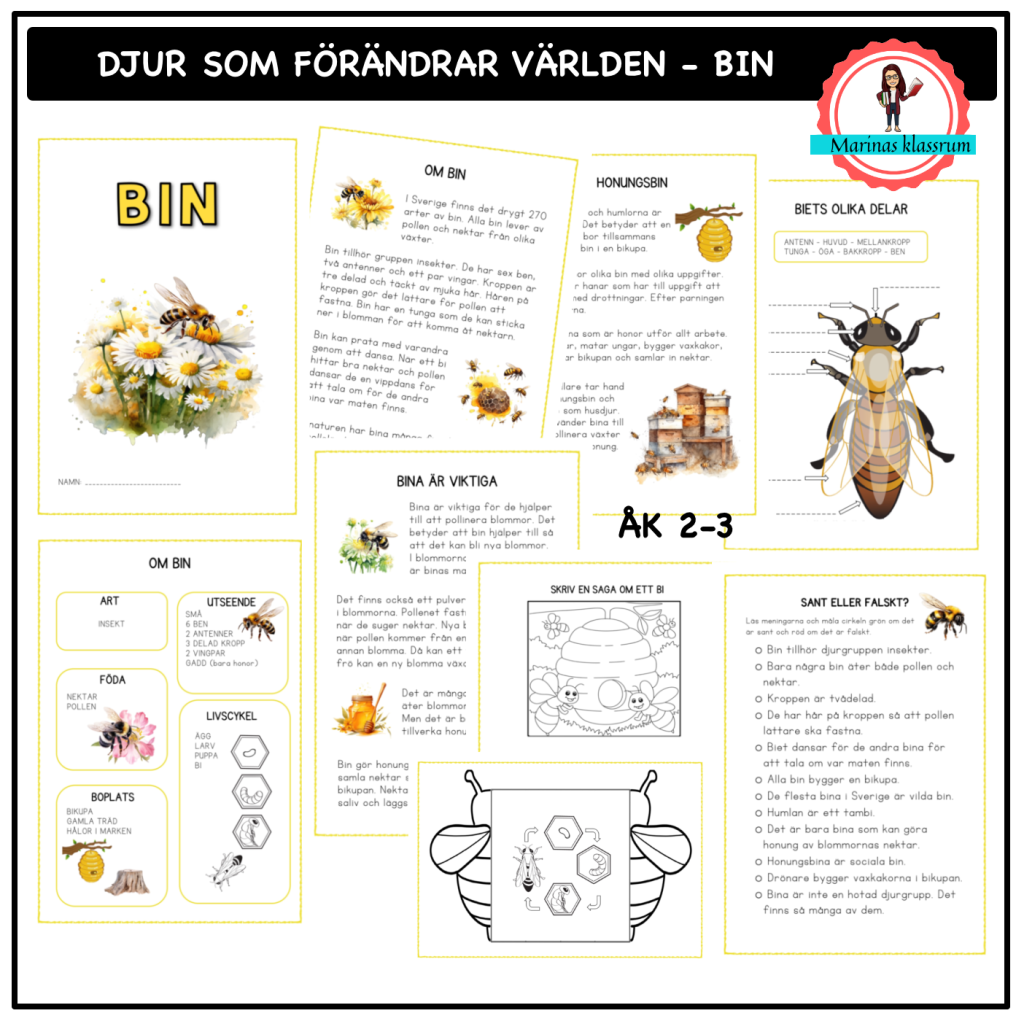 Om bin – åk 2-3 – djur som förändrar världen
