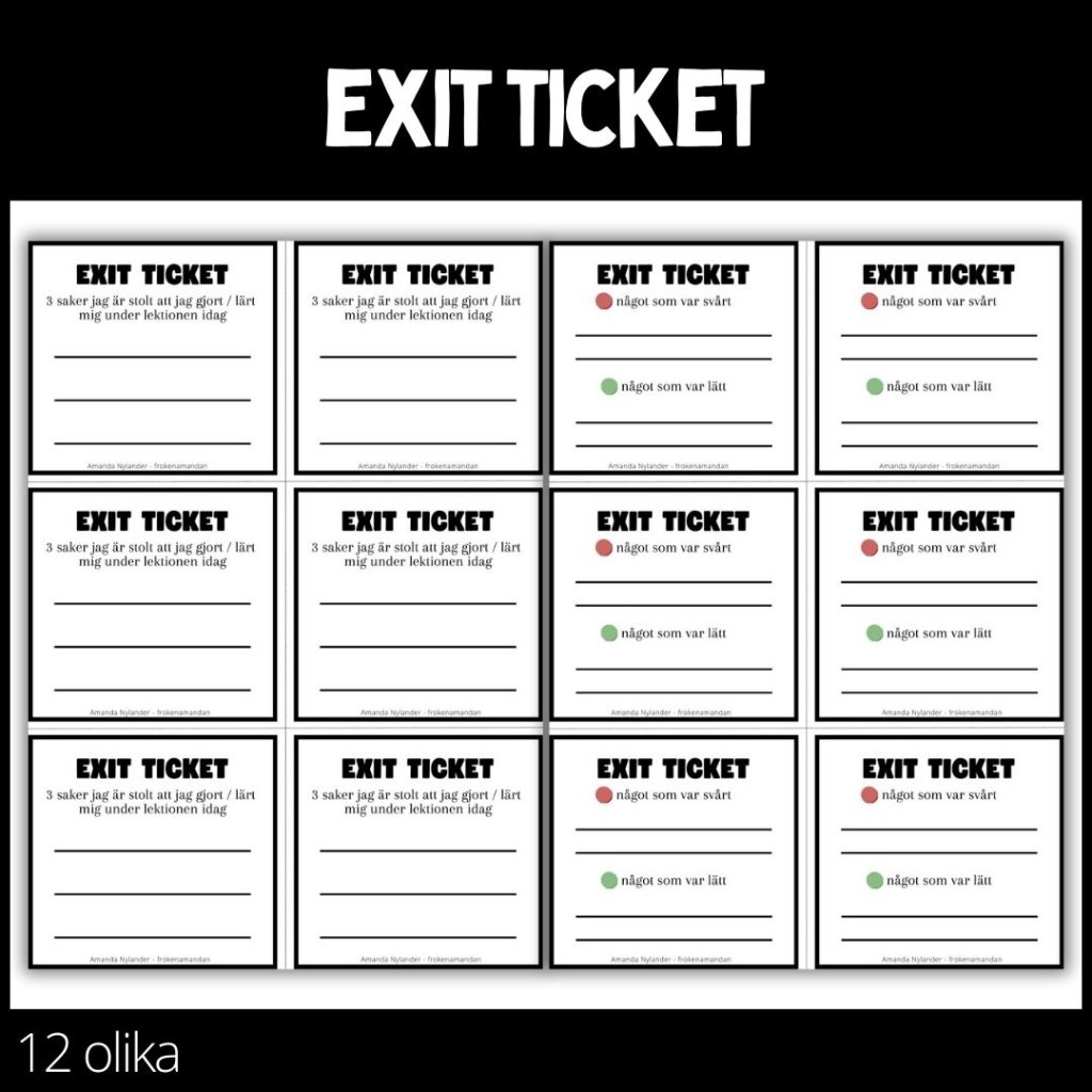 Exit tickets – 12 stycken olika – 1 – Stora paketet