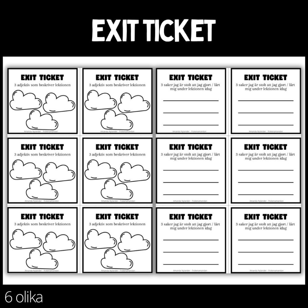 Exit tickets – 6 stycken olika – 1 – Lilla paketet