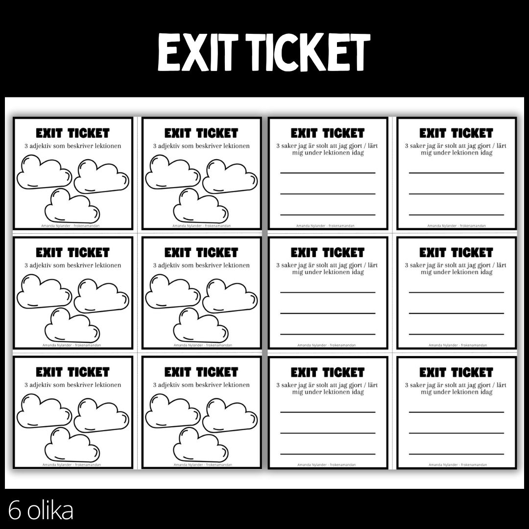 Exit tickets - 6 stycken olika - 1 - Lilla paketet