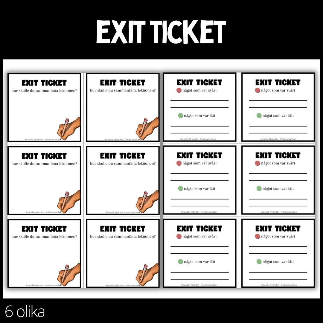 Exit tickets - 6 stycken olika - 1 - Lilla paketet