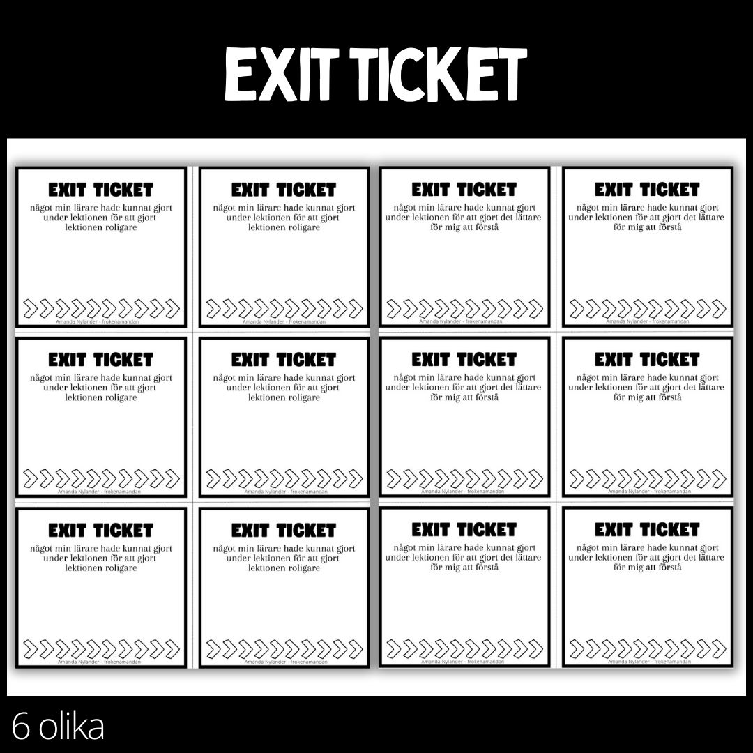 Exit tickets - 6 stycken olika - 1 - Lilla paketet